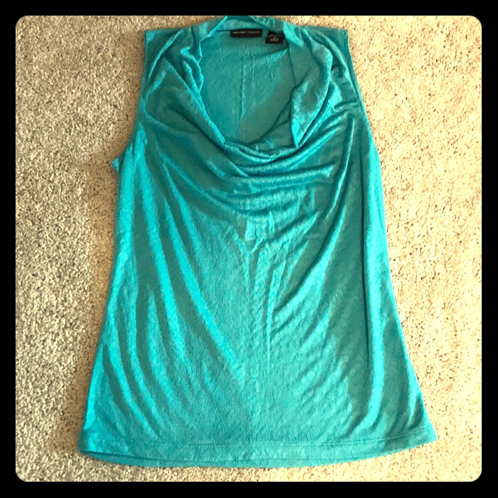 Aqua Scoop-Neck Sleeveless Blouse